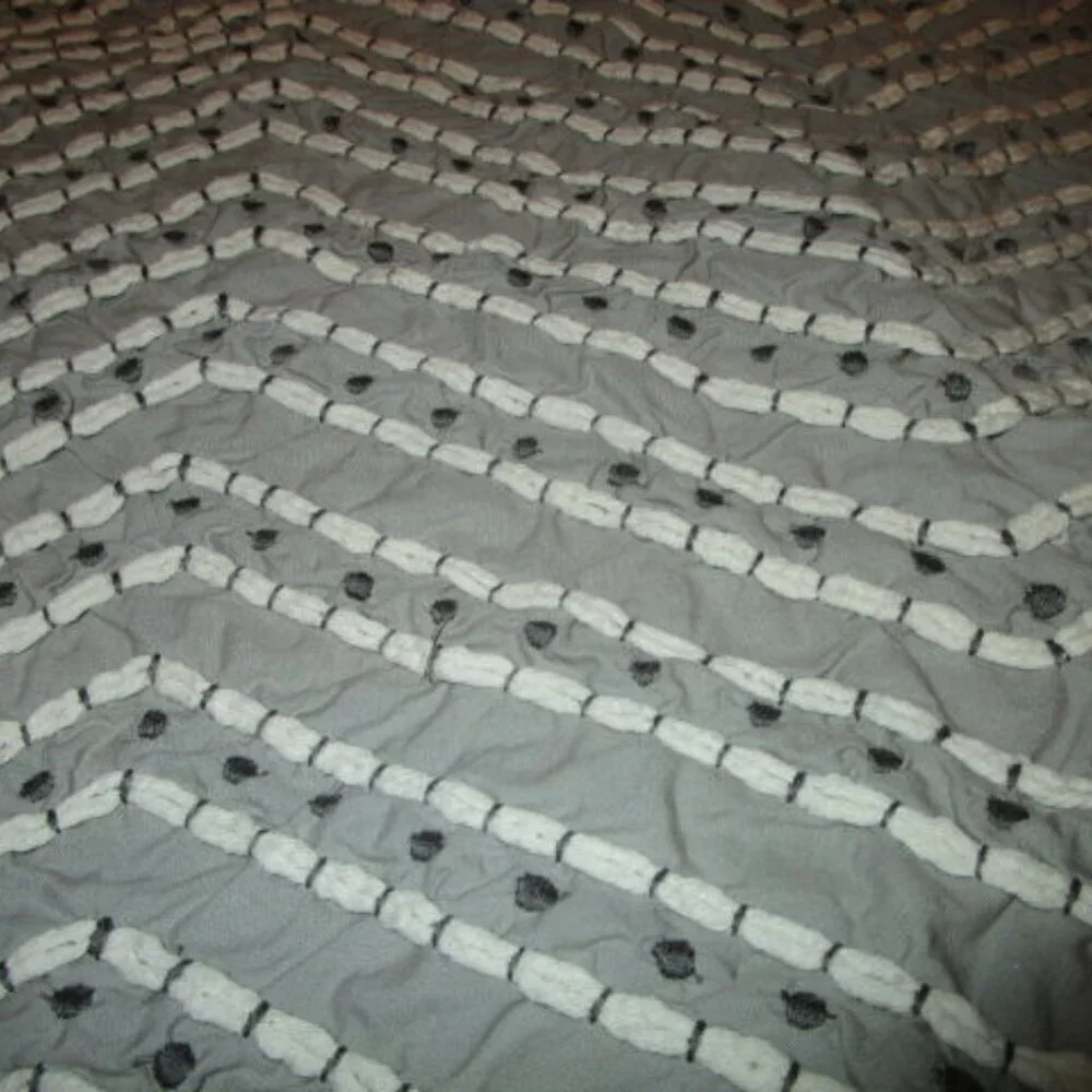 West Elm Embroidered Quilted Pillow Shams Cotton Textured Chevron Standard 2 Pc